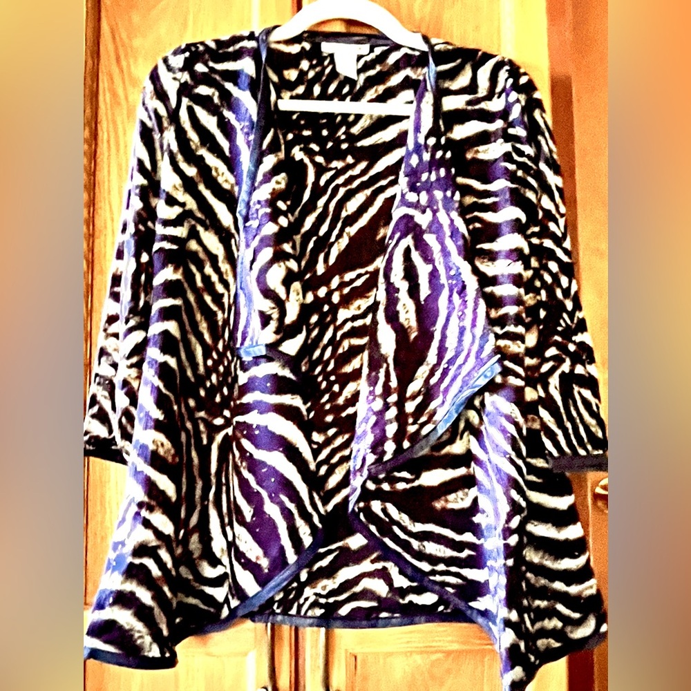 Alberto Makali Zebra Print Sweater - Black and Purple